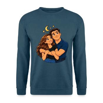 Moonlit Embrace Duo - Unisex Pullover - Indigoblau - Vorne