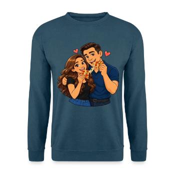Pizza-Date-Duo mit Liebe - Unisex Pullover - Indigoblau - Vorne