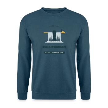 Schaffhauser Rheinfall Retro-Reiseemblem - Unisex Pullover - Indigoblau - Vorne