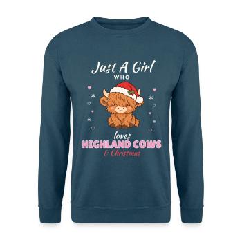 Just a Girl who loves Highland Cows & Christmas - Unisex Pullover - Indigoblau - Vorne