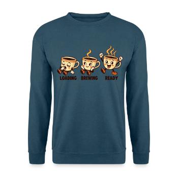 Aufbrühbereite Retro-Kaffeetassen werden geladen - Unisex Pullover - Indigoblau - Vorne