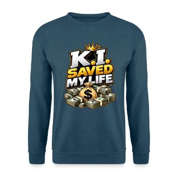 K.I. Saved My Life – KI Geld & Streetwear - Unisex Pullover - Indigoblau - Vorne