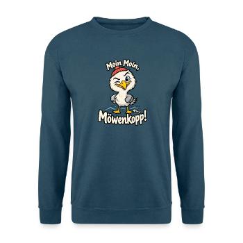 Moin Moin Möwenkopp – Nordsee Spruch Küstenhumor - Unisex Pullover - Indigoblau - Vorne