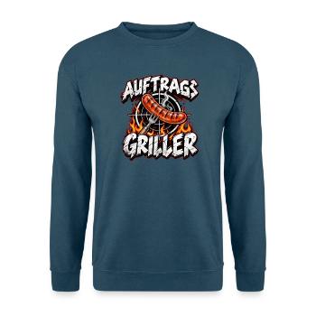 Auftrags Griller: Feuer & Wurst - Unisex Pullover - Indigoblau - Vorne