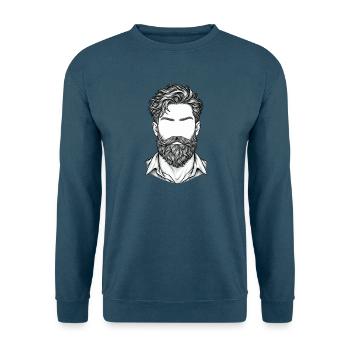 Lineart Bartportrait Schwarzweiß - Unisex Pullover - Indigoblau - Vorne