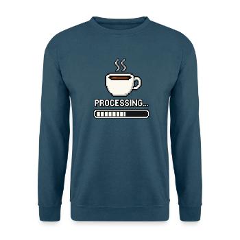 Kaffee Processing – Pixel Art Gamer Kaffee Humor - Unisex Pullover - Indigoblau - Vorne