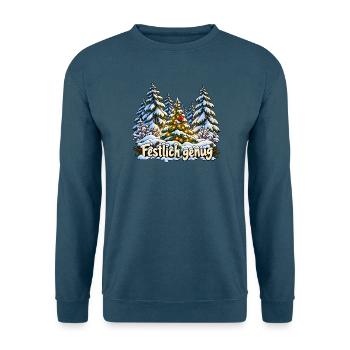 Festlich genug im Winterwald - Unisex Pullover - Indigoblau - Vorne
