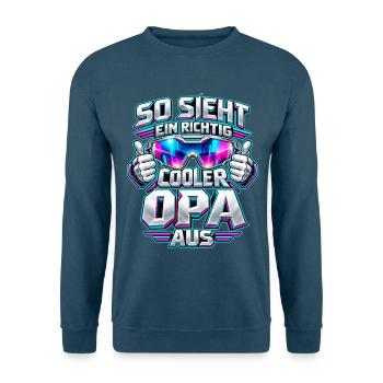 Cooler Opa mit futuristischer Brille - Unisex Pullover - Indigoblau - Vorne