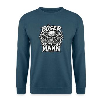 Böser alter Mann – Totenkopf mit Flammen - Unisex Pullover - Indigoblau - Vorne