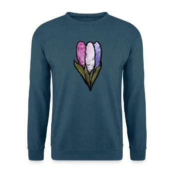 Pastell-Baumwollblumen-Trio - Unisex Pullover - Indigoblau - Vorne