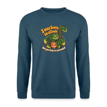 "I was born to climb" - Unisex Pullover - Indigoblau - Vorne