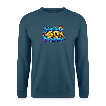 Herzlichen Glückwunsch zum 60. Geburtstag Blue Graffiti: Immer noch brennend! - Unisex Pullover - Indigoblau - Vorne