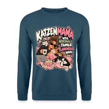 Katzenmama: Normale Familie Langweilig - Unisex Pullover - Indigoblau - Vorne