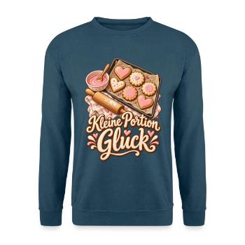 Backen Shirt mit Keksen und Kleine Portion Glück - Unisex Pullover - Indigoblau - Vorne