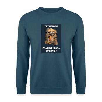 Schichtdemenz Lager – Welches Regal war das? - Unisex Pullover - Indigoblau - Vorne