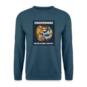 Schichtdemenz Altenpflege – Welche Klingel? - Unisex Pullover - Indigoblau - Vorne