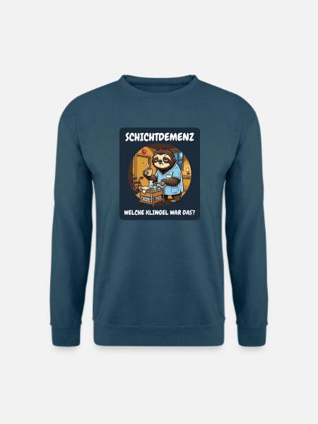 Schichtdemenz Altenpflege – Welche Klingel? - Unisex Pullover - Indigoblau