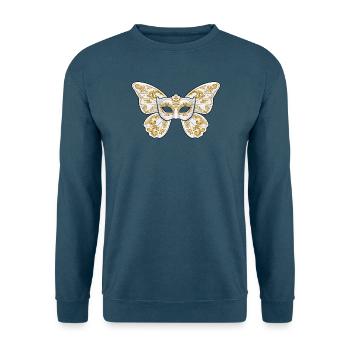 Verzierte goldene Maskenmaske - Unisex Pullover - Indigoblau - Vorne