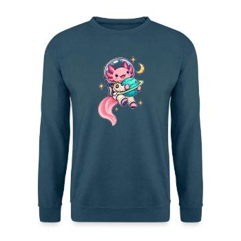 Süßer Axolotl als Astronaut mit Planet - Unisex Pullover - Indigoblau - Vorne