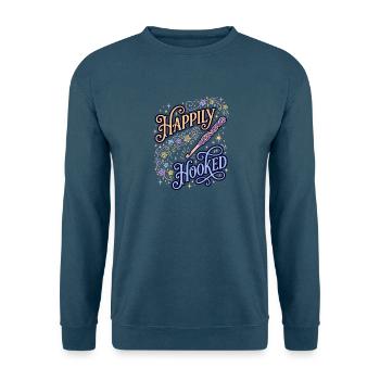 Happily Hooked verspieltes Häkeln - Unisex Pullover - Indigoblau - Vorne