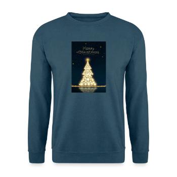 Goldener Weihnachtsbaum, isoliert am Sternenhimmel - Unisex Pullover - Indigoblau - Vorne