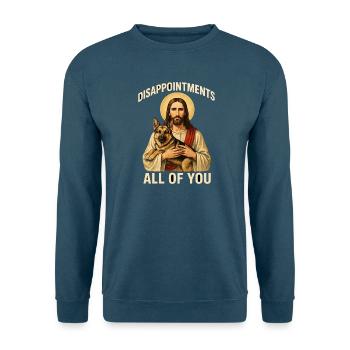 Disappointments Jesus mit Schäferhund - Unisex Pullover - Indigoblau - Vorne
