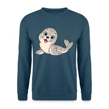 Süßer lustiger Seehund – Niedlicher Comic - Unisex Pullover - Indigoblau - Vorne
