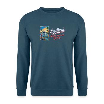 Long Beach Retro Vintage Ship Lighthouse Design - Unisex Pullover - Indigoblau - Vorne
