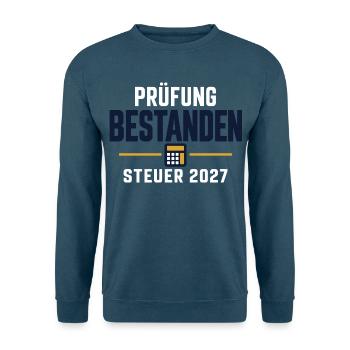 Prüfung bestanden – Steuer Abschluss 2027 - Unisex Pullover - Indigoblau - Vorne