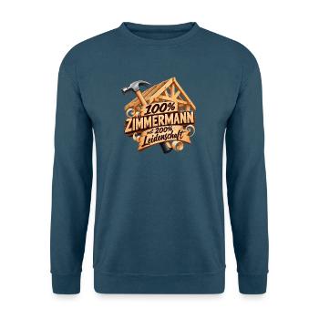 100% Zimmermann Leidenschaft Holzschild - Unisex Pullover - Indigoblau - Vorne