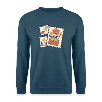 Blumenbriefmarken - Unisex Pullover - Indigoblau - Vorne