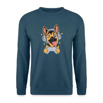 Gaming Deutscher Schäferhund mit Headset - Unisex Pullover - Indigoblau - Vorne