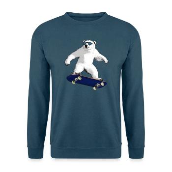 Skateboarder Eisbär - Unisex Pullover - Indigoblau - Vorne