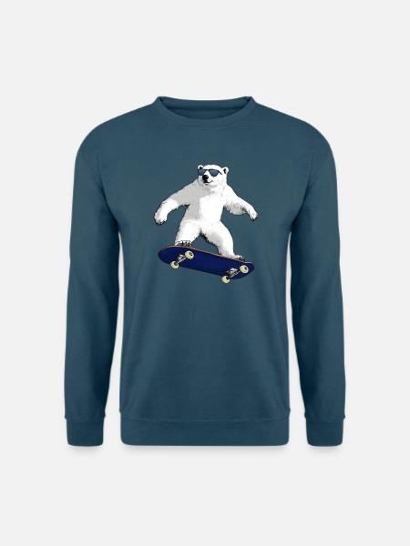 Skateboarder Eisbär - Unisex Pullover - Indigoblau