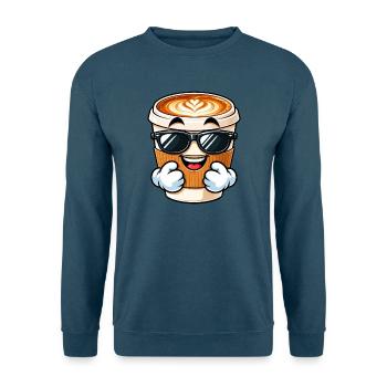 Cooler Cartoon Kaffee Cappuccino - Unisex Pullover - Indigoblau - Vorne