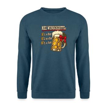 Mei Wunschzettl Bier Weihnachten bairisch - Unisex Pullover - Indigoblau - Vorne