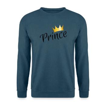 Prince - Prinz mit goldener Krone - Unisex Pullover - Indigoblau - Vorne