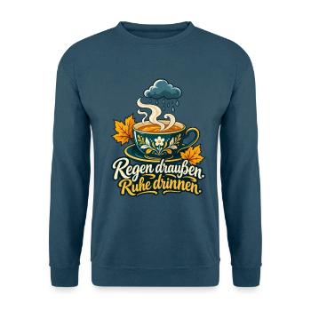 Tee Shirt für Regentage mit Spruch Regen draußen  - Unisex Pullover - Indigoblau - Vorne