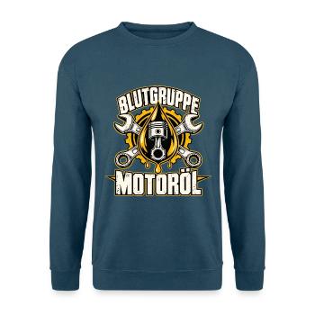 Blutgruppe Motoröl – Schrauber mit Kolben - Unisex Pullover - Indigoblau - Vorne