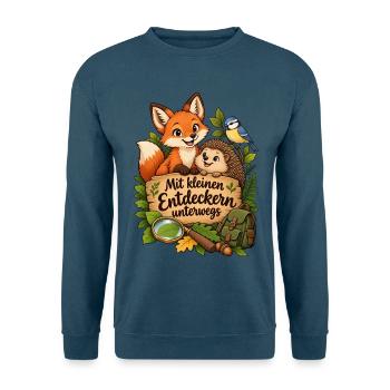 Erzieher Shirt mit Waldtieren & kleine Entdecker - Unisex Pullover - Indigoblau - Vorne