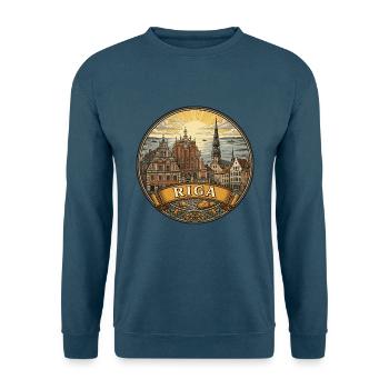 Riga Lettland Reiseabzeichen Haus der Schwarzkopf-Geschenk - Unisex Pullover - Indigoblau - Vorne
