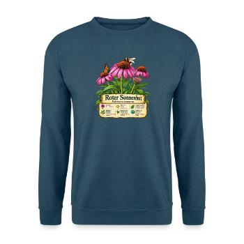 Roter Sonnenhut - Pflanzenmotiv - Geschenk Gärtner - Unisex Pullover - Indigoblau - Vorne