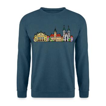 Weimar Skyline im bunten Wachsmalstil - Unisex Pullover - Indigoblau - Vorne