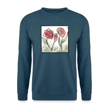 Geometrisches Rosen-Aquarell - Unisex Pullover - Indigoblau - Vorne