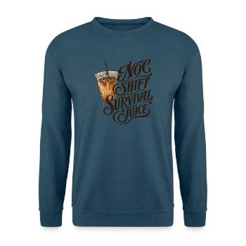 NOC Shift Survival Juice Typografie Iced Coffee - Unisex Pullover - Indigoblau - Vorne