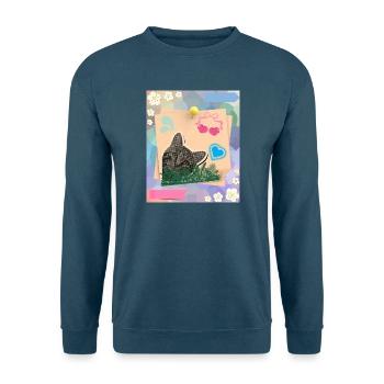 Cat_and_notes_-4500_x_5400_px- - Unisex Pullover - Indigoblau - Vorne