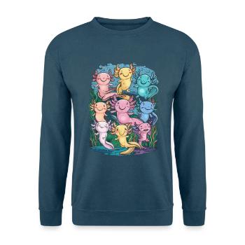 Bunte Glückliche Axolotl - Unisex Pullover - Indigoblau - Vorne