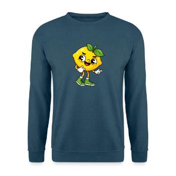 Coole Cartoon Zitrone mit fruchtigem Gesicht - Unisex Pullover - Indigoblau - Vorne