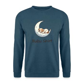 Bubu Shirt – Schlafendes Baby auf Mond, Pastell - Unisex Pullover - Indigoblau - Vorne