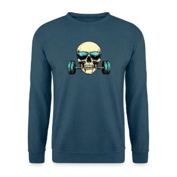 Totenkopf Sonnenbrille Hantel - Unisex Pullover - Indigoblau - Vorne
